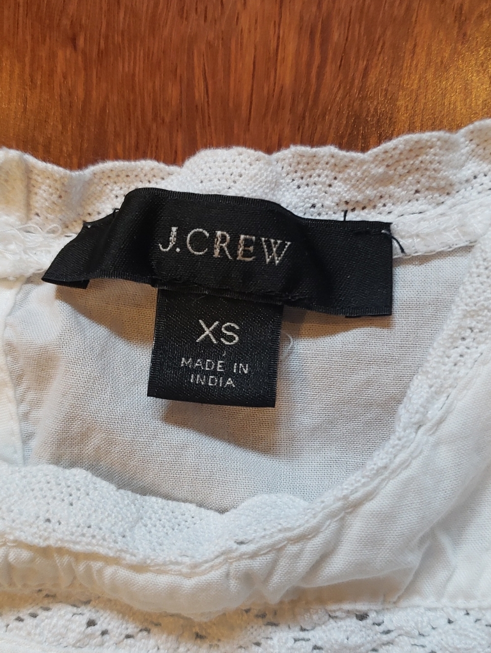 J. Crew Women's XS White Ruffled Eyelet Neckline Blouse - Picture 3 of 8